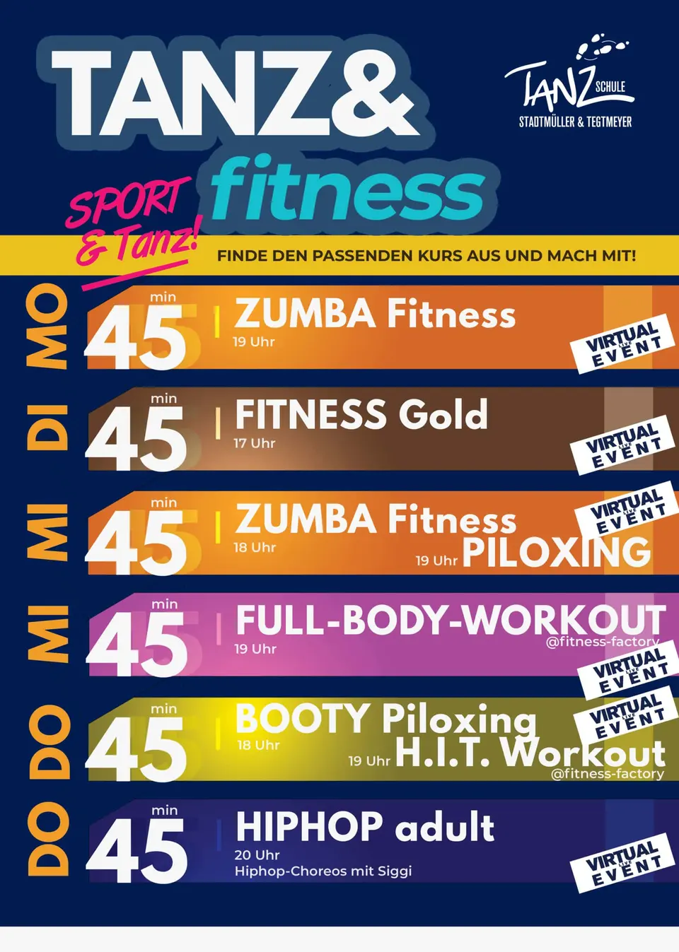 Unser Fitness-Angebot in den kommenden Wochen.