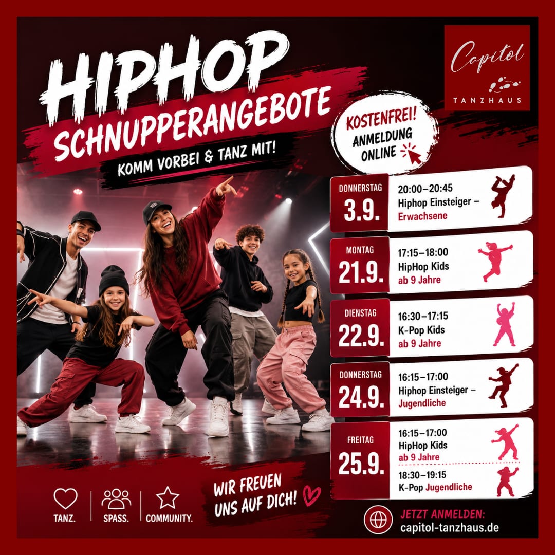 HipHop - kostenfreie Schnupperangebote im September