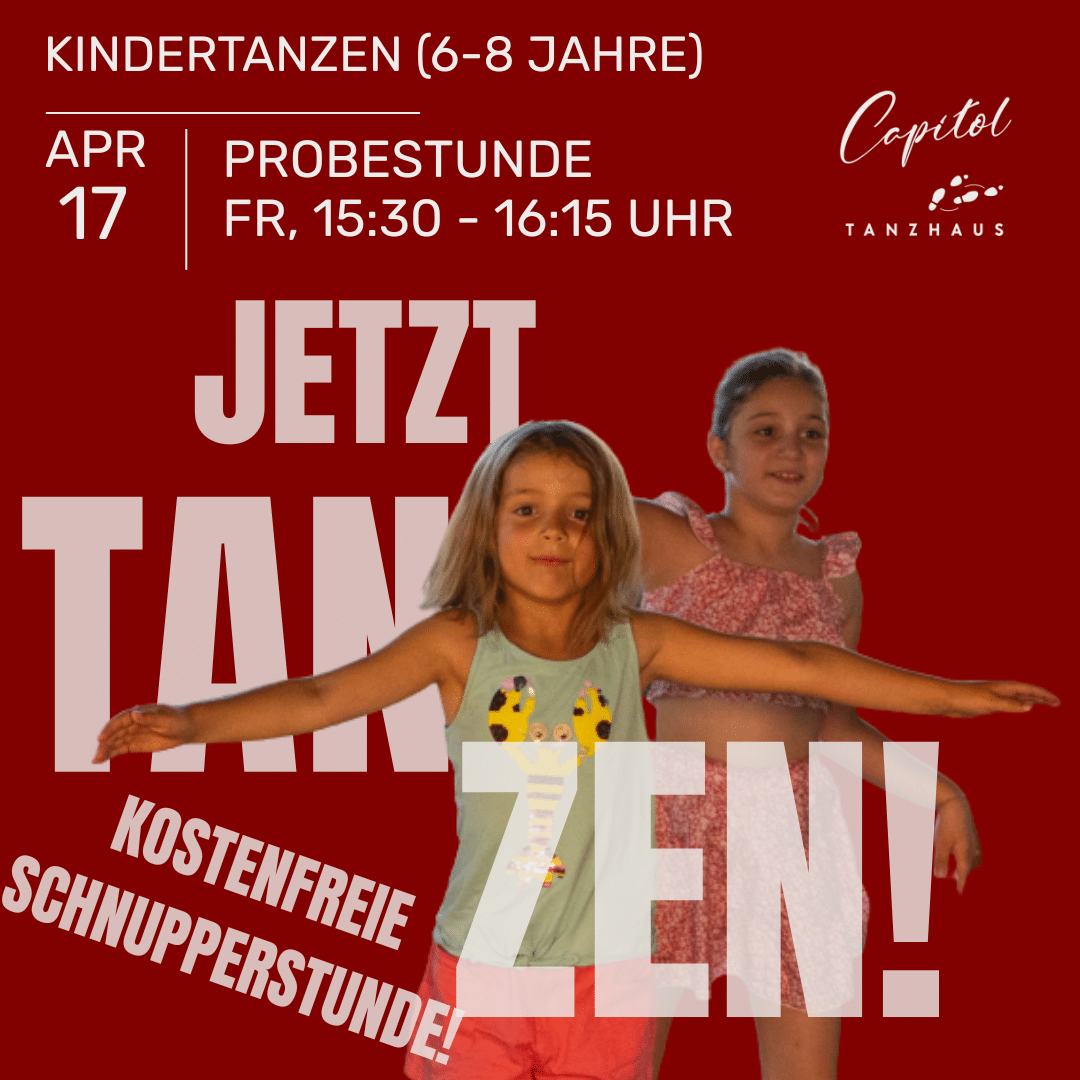 Kostenfreie Schnupperstunde Kindertanzen (6-8 Jahre)